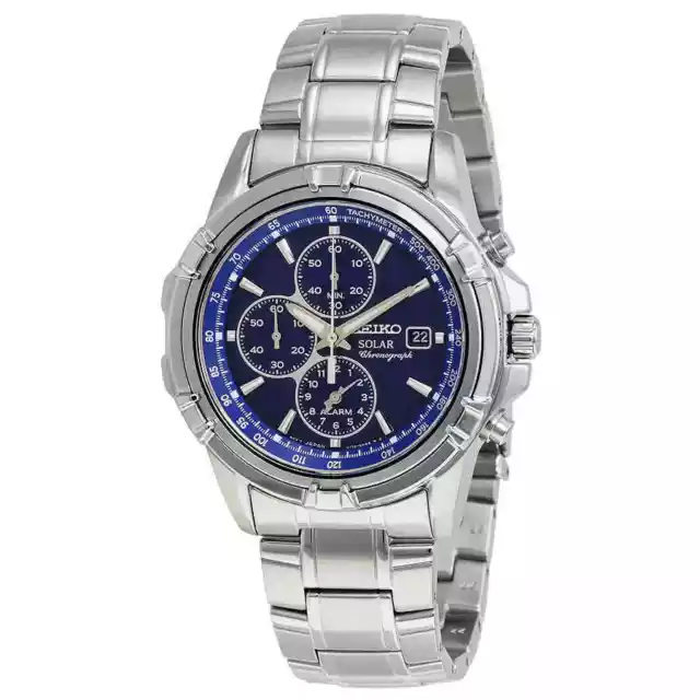 Seiko Solar Alarm Chronograph Blue Dial Men's Watch SSC141