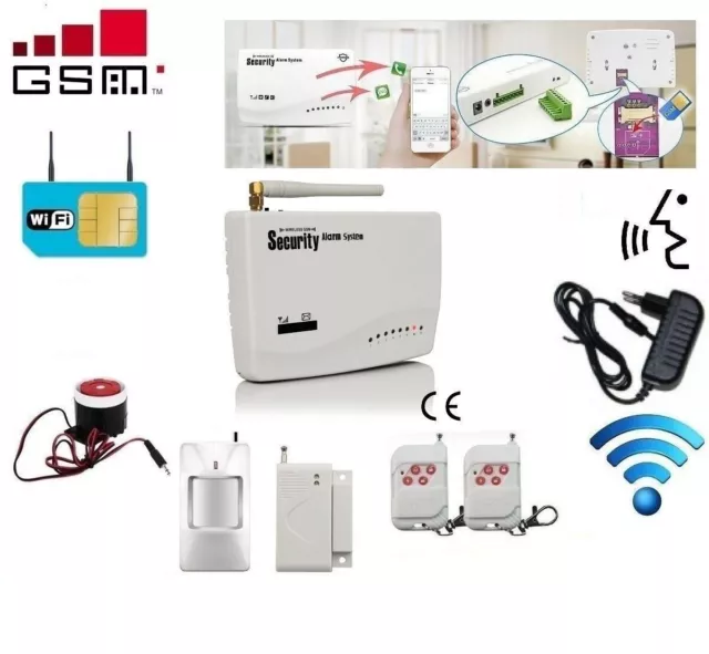 Antifurto Allarme Casa Kit Combinatore Gsm Wireless Senza Fili Incorporato Wi F
