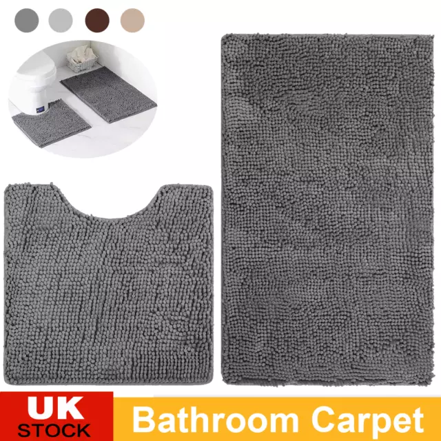 Memory Loop Bath Mat Set Pedestal Non Slip Super Soft Toilet Bathroom Rug 2Pc