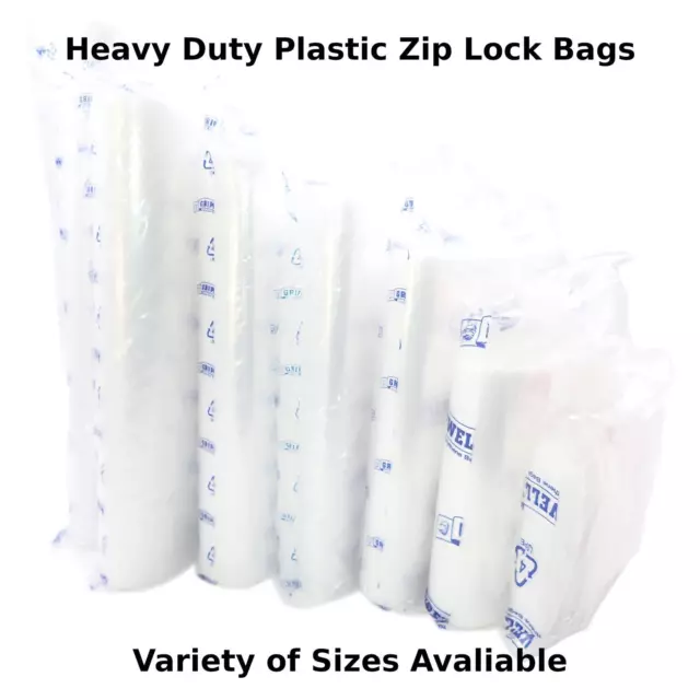 Heavy duty LDPE self sealable zip grip lock bags, clear, 100 /1000 pack,