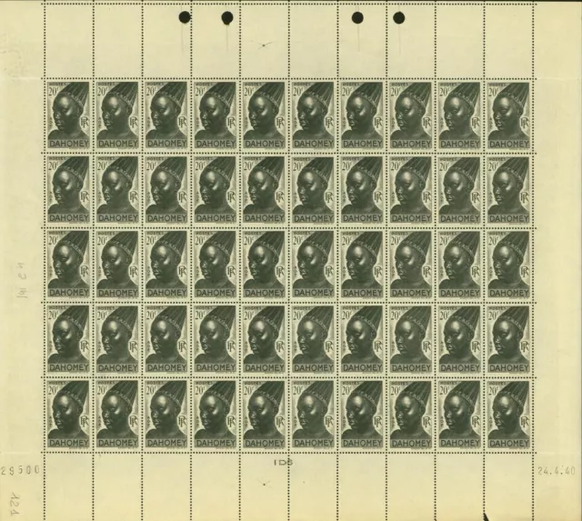 Dahomey 1941-French Colony -MNH stamps. Yvert Nr.: 141.Sheet of 50(EB) AR1-01249