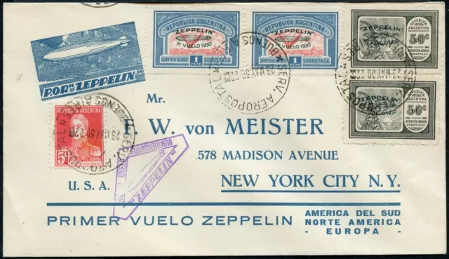 Zeppelin Argentinien 1930 SAF Grünaufdruck MiF New York USA Si 63 F / 1461