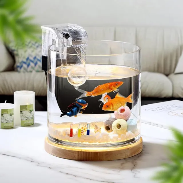 0.81-Gal Aquarium Starter Kits Fish Tank Betta Fish Bowl w/ LED Light Water Pump