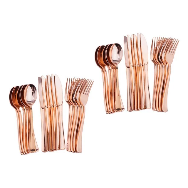 36 Stck./Set großes Einwegbesteck Set Gabeln Löffel Roségold