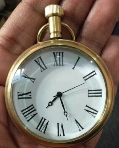 Montre De Poche Vintage Elgin En Laiton (7 Bijoux) - Avec Chaîne - Taille 2/0 - Indices Chiffres Romains - Neuf Avec Boîte/documents ? Non