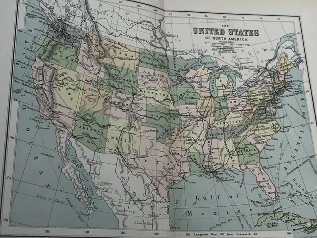 MAP OF UNITED States Of North America Print Antique Political 1905 #30 ...