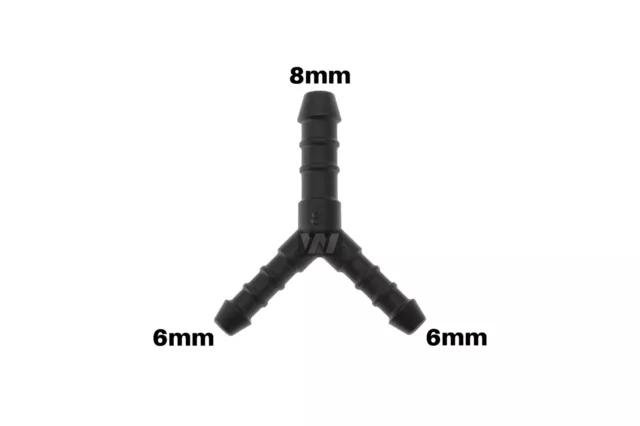 WamSter® Y Schlauchverbinder Pipe Connector Reduziert 6mm 6mm 8mm Durchmesser