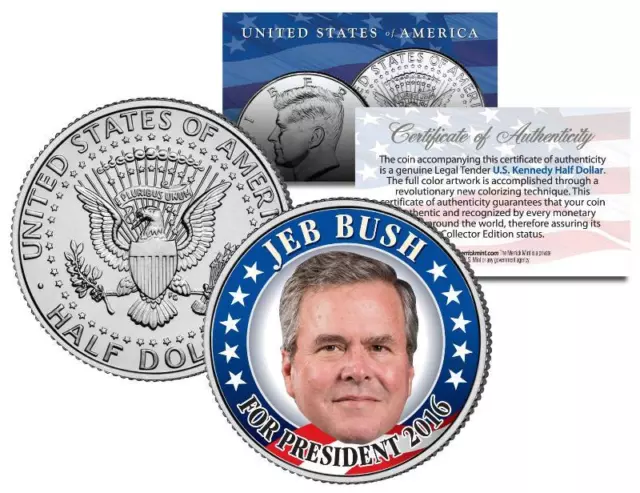 JEB BUSH FOR PRESIDENT 2016 - JFK Kennedy Half Dollar US Coin Political CAMPAIGN