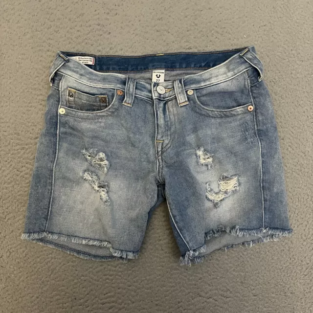 True Religion Shorts Womens Size 27 Jayde Blue Denim Distress