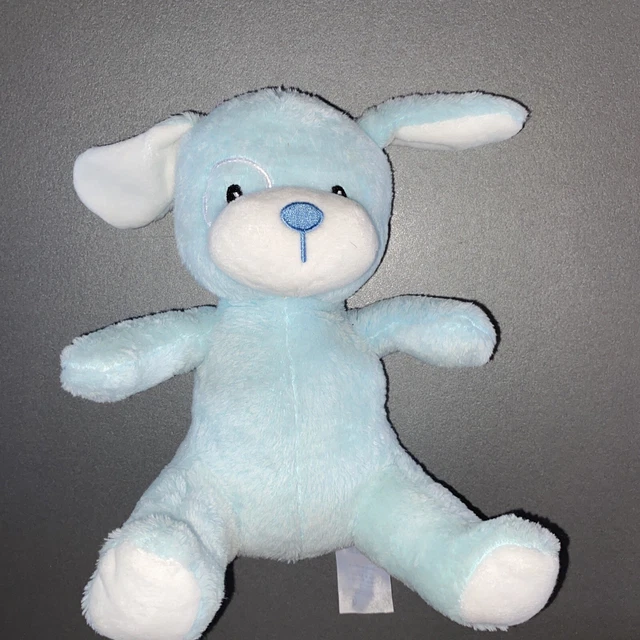 Doudou Peluche Chien Lapin bleu Blanc Coquard Velours Tom et Kiddy Bisous D'Ange