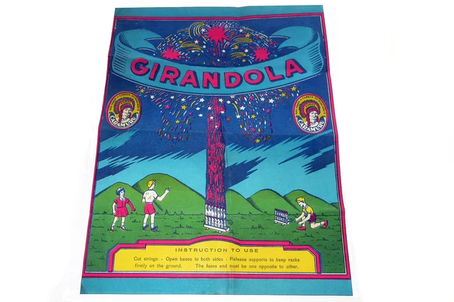Vintage 1970s Fogos Caramuru Girandola Fireworks Label Insert ~ Sao Paulo Brazil