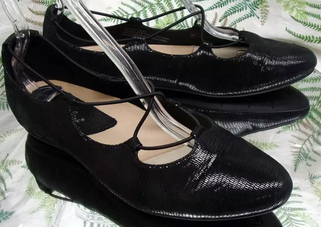 EARTHIES by EARTH ESSEN BLACK LEATHER BALLET FLATS LOAFERS SHOES WOMENS SZ 10 B