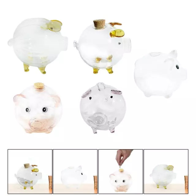 Glass Pig Piggy Bank Ornament Saving Money Box for Entrance Bar Living Toom