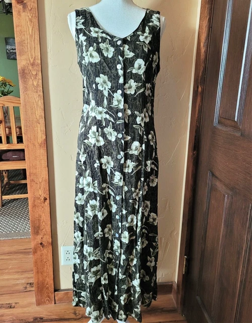 Vintage California Krush Size 8 Sleeveless Floral Hawaiian Tropical Maxi Dress