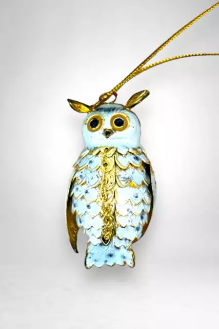 Johnny Was Gold Articulated Owl Cloisonne Ornament Boho Chic H85623