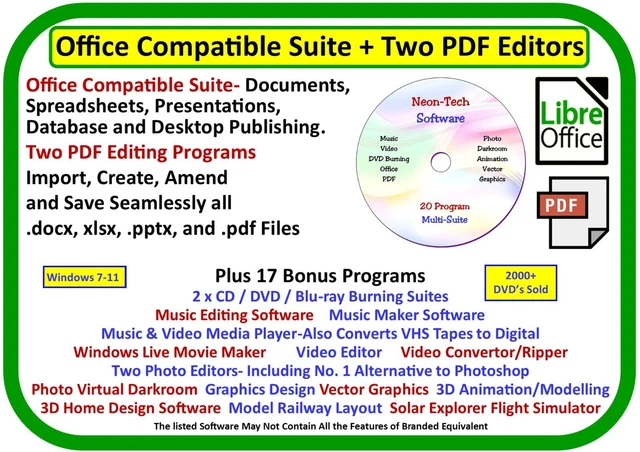 LIBREOFFICE SOFTWARE SUITE 2025 Home Office Business Use Windows 7-11 ...