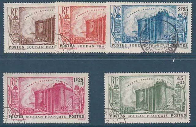 Timbre Soudan Num Yvert et Tellier 105/109 Oblitéré Année 1939 - Sudan stamp Num