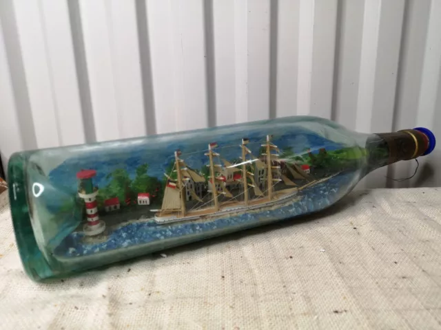 XXL Buddelschiff in  Flasche Gasflasche Segelschiff , Flaschenschiff  52 cm