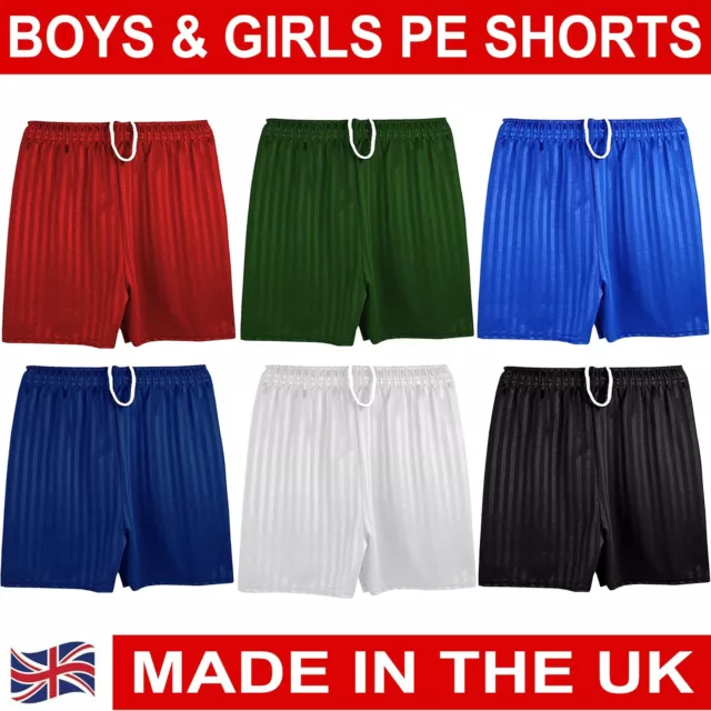 Boys Girls PE School Shorts Children Stripe Short Football Gym Uniform Age 3-13