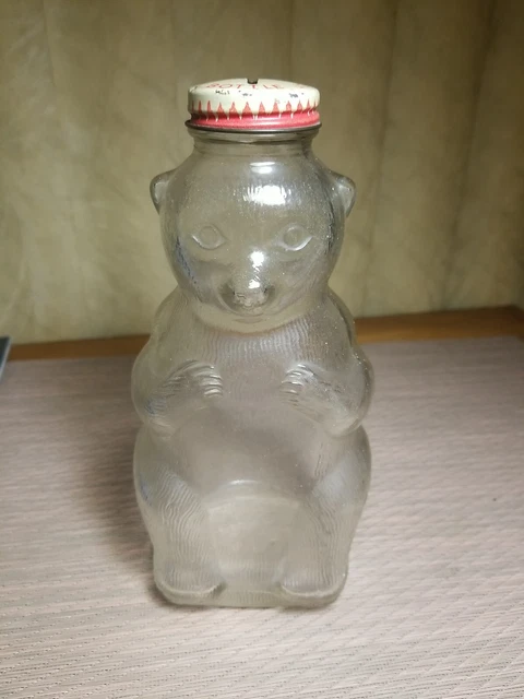1950s Snow Crest Beverages Bear Glass Bottle Coin Bank Jar Salem Mass
