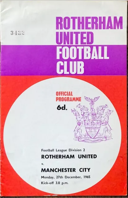 Rotherham United V Manchester City - 1965/66 Division 2 - 27th Dec 65 (p’poned)