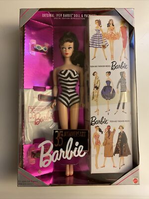BARBIE 35TH ANNIVERSARY Doll & Box 1959 Reproduction 1993 Brunette New