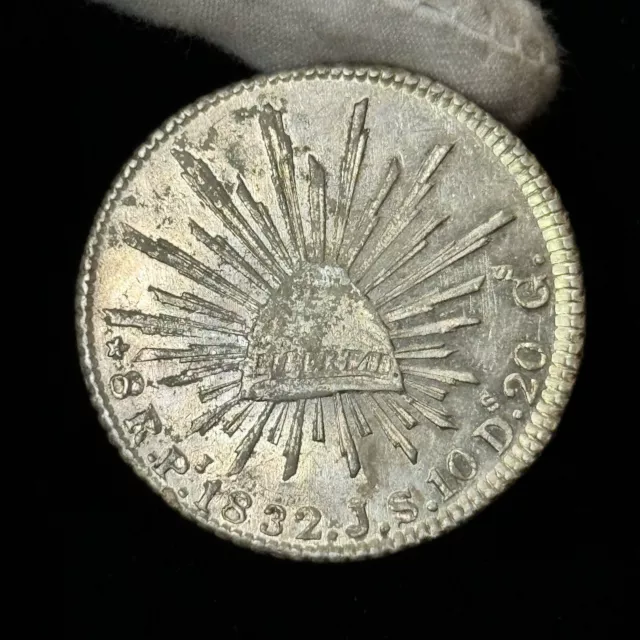 1832 Mexico PI San Luis Potosi Mint JS First Republic Cap Rays Silver 8 Reales
