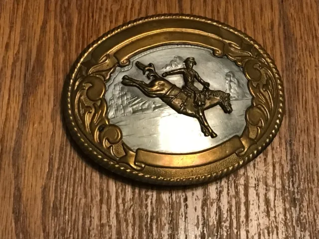 Vintage Tony Lama Bronc Rider Buckle German Silver & Bronze Rodeo Cowboy Award