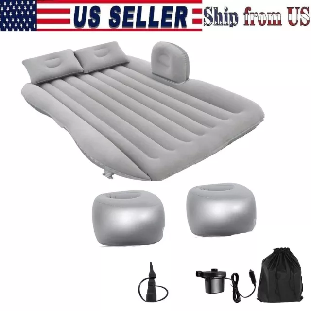 Inflatable Travel Car Air Bed Camping Mattress Back Seat Sleep Rest Hiking Gear