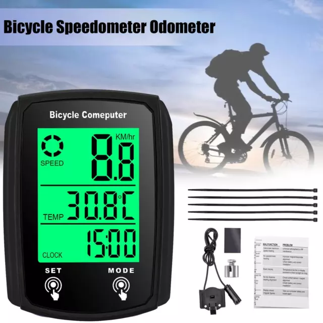 Wireless Mountain Bike Speed Computer Waterproof Bicycle Speedometer Odometer UK