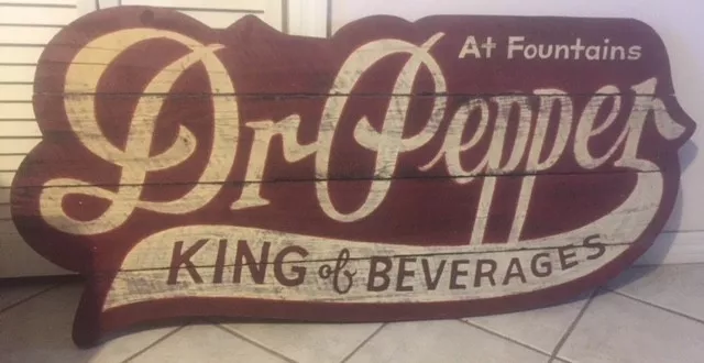 Large solid Wood Dr Pepper King of Beverages sign handmade old time ART
