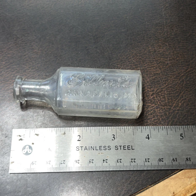 Vintage Early Glass Medicine Pharmacy Btl Gilberts Annapolis Maryland