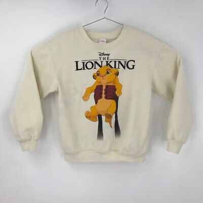 Simba The Lion King Disney Girls Pullover Sweatshirt Ivory Crew Neck M 7-9