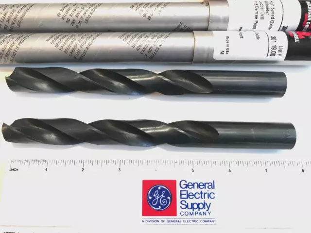 2 Michigan Drill 19mm, 118 degree point, High Speed Oxide Steel Jobber Drill USA