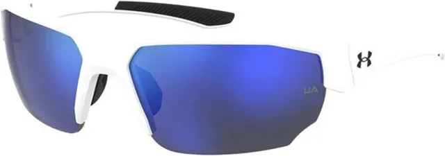 Under Armour Men's Blitzing Polarized Wrap Sunglasses – White Frame/Blue Lens