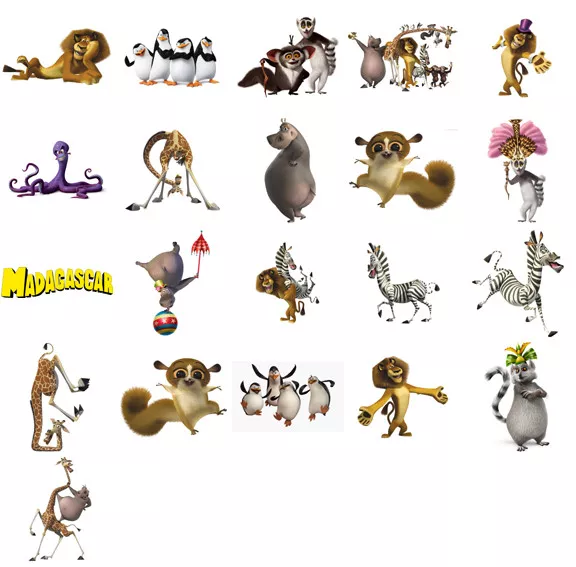 Madagascar characters, iron on T shirt transfer. Choose image and size