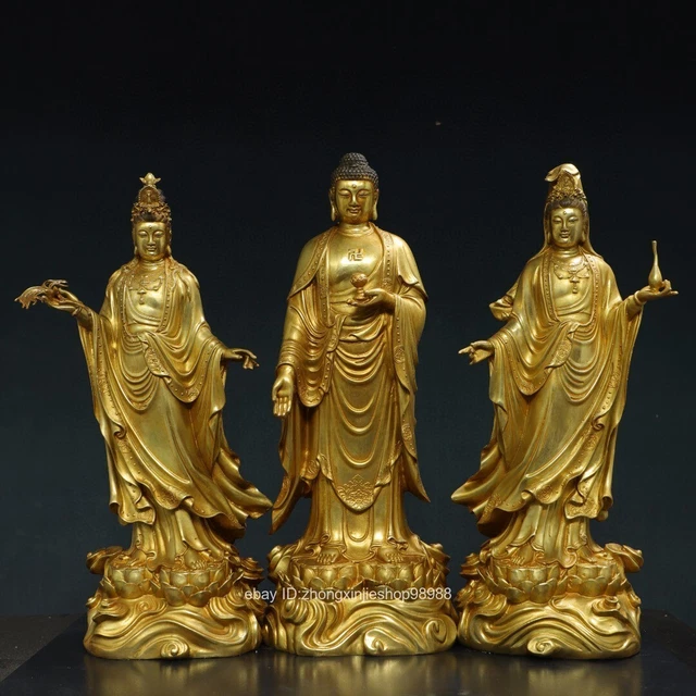 Buddhism Kwan-yin Sakyamuni Avalokita Saints Buddha Copper Bronze Statue 49cm