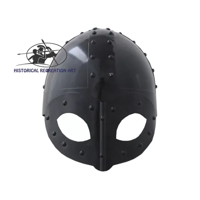 Black Plated Antique Medieval Viking Mask Helmet Premium Quality Soldier Adult