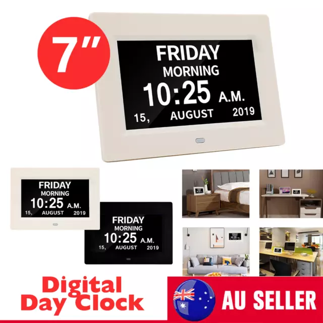 8inch LED Dementia Digital Calendar Clock Alarm Extra Large Day/Week/Month/Year 2