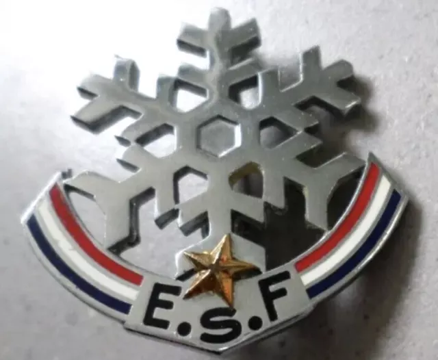 Broche ski ESF vintage Flocon 1 Étoile Arthus Bertrand Insigne médaille Brevet