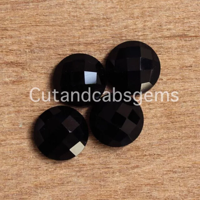 Black Onyx Round Checker Cut, Pierre précieuse lâche, Onyx noir rond, 6 MM...