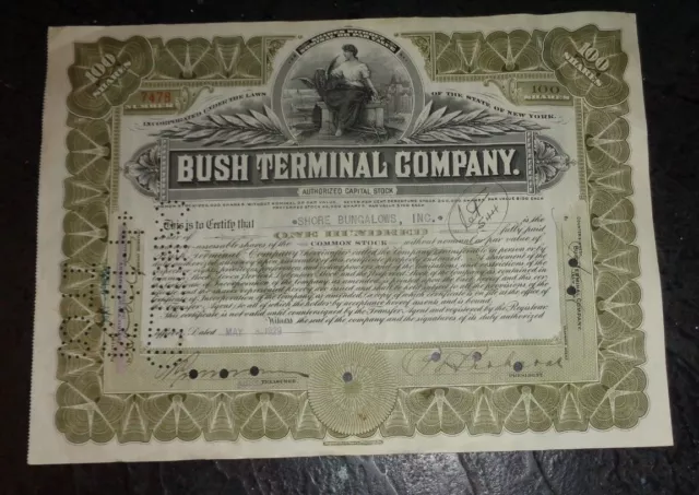 Bush Terminal 100 share stock certificate