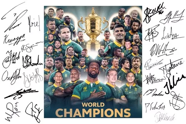South Africa World Cup Winners Squad 2023 Signed A4 Autograph Photo Print Rugby