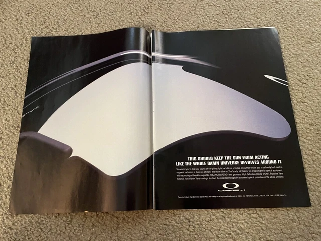 Vintage 1996 OAKLEY SUNGLASES Poster Print Ad POLAIC ELLIPSOID PLUTONITE LENSES