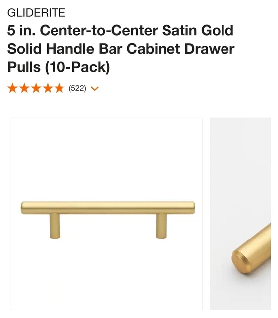 GlideRite 5 in. Satin Gold Solid Handle Bar Cabinet Drawer Pulls (10 pk)