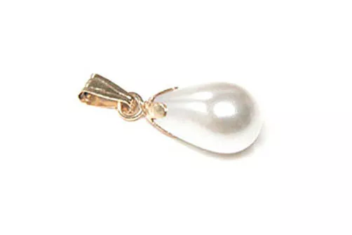 9ct Gold Pearl Teardrop Necklace Pendant no chain Gift Boxed