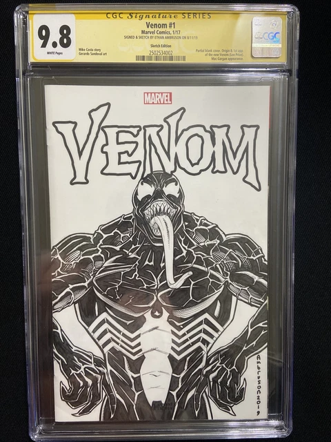 Venom #1 (2017) Blank Cover CGC SS 9.8 Signed And Sketch By Ethan Ambruson