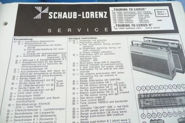 Service Manual-Anleitung für Schaub-Lorenz Touring 70 Luxus