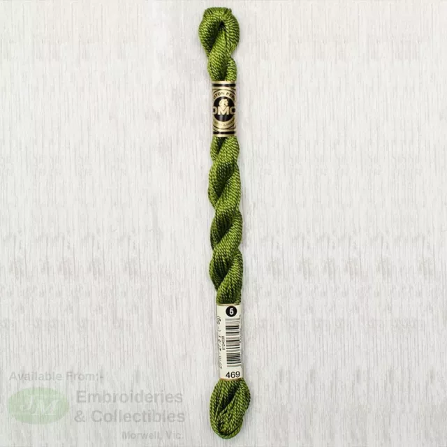 DMC Perle Cotton Thread, Size 5, 25m Skein, Colour 469 AVOCADO GREEN