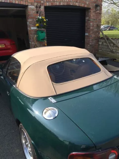 Mazda MK2 Burgundy Mohair Hood with Glass Window 2